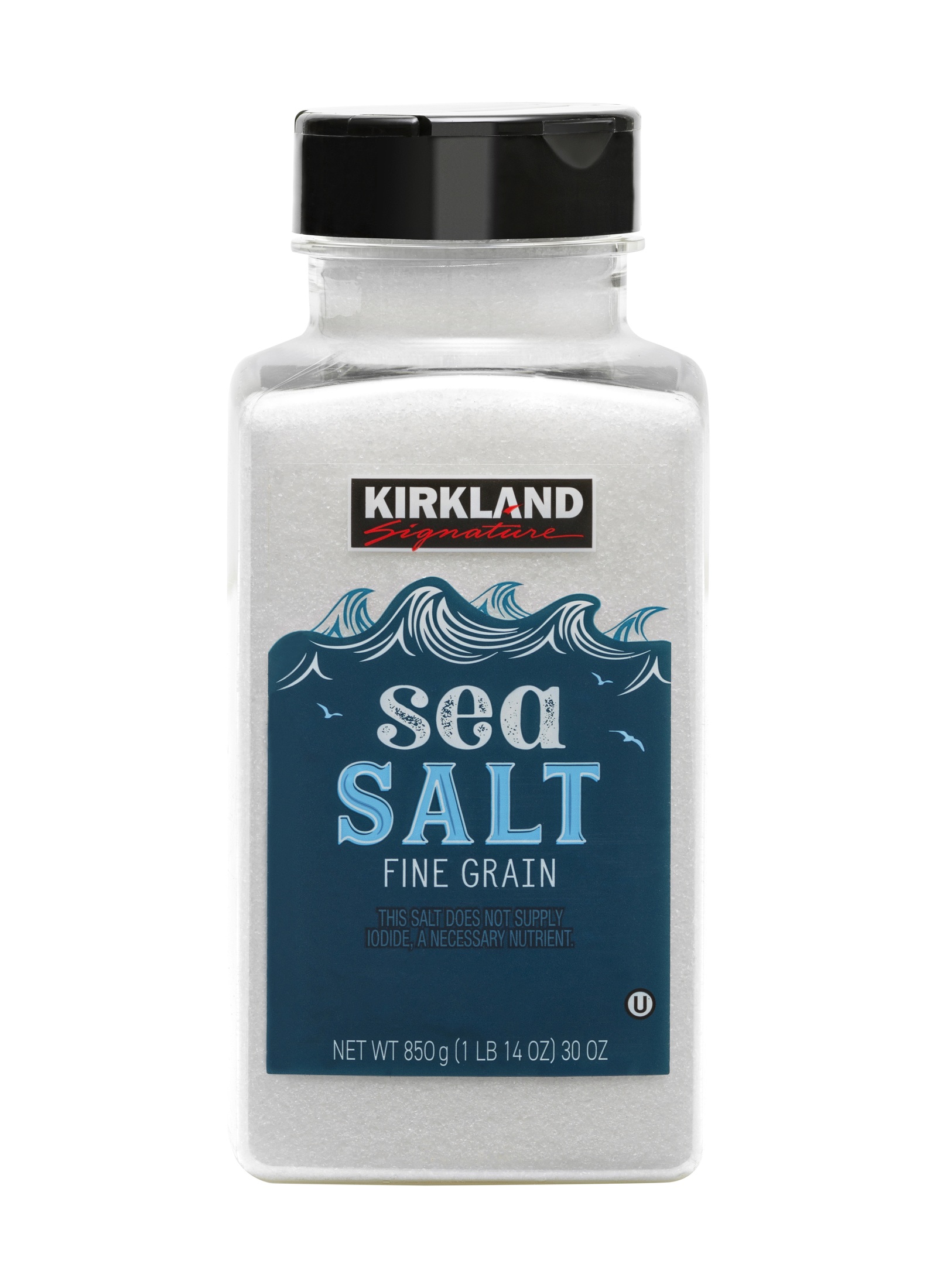 Kirkland Signature sea salt white background product photography
