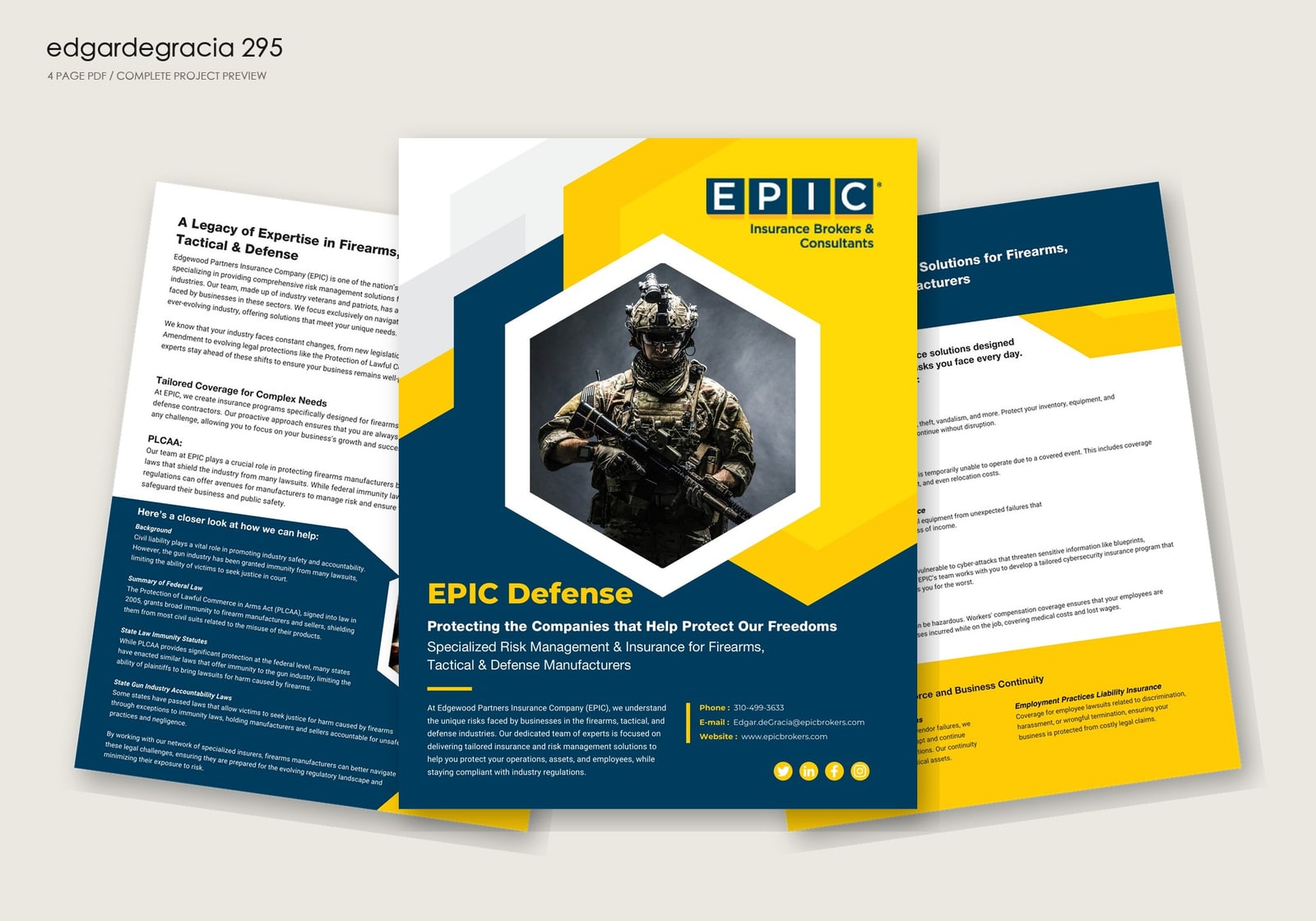 EPIC defense product sell sheet presentation
